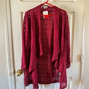 NWT, 1X maroon lightweight cardigan